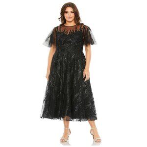 Mac Duggal 20477 - Illusion Jewel Embellished Flutter Sleeve Formal Dress